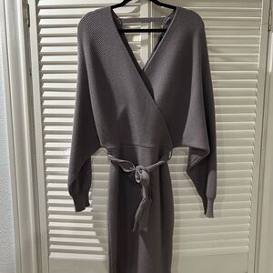 Mauve Knit Wrap Dress